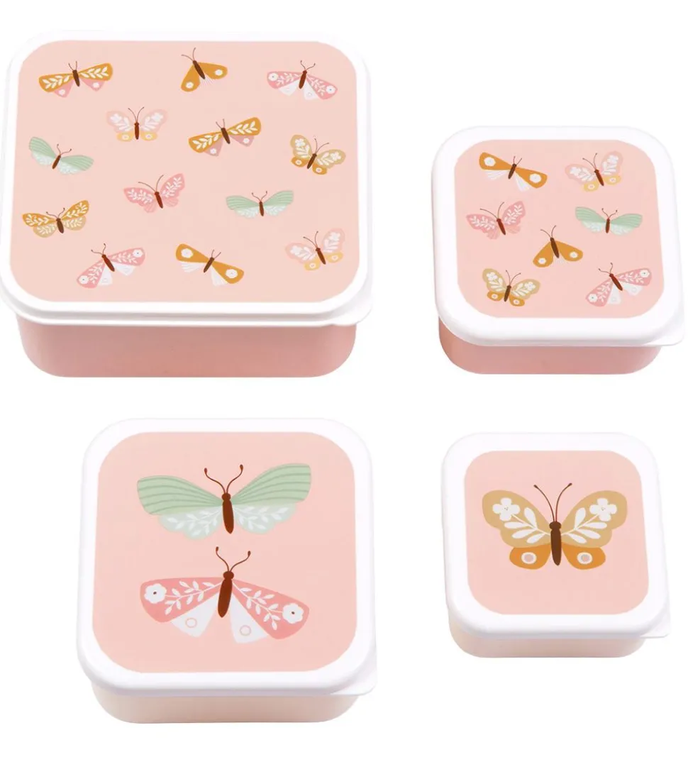 A Little Lovely Company Madkassesæt - 4 stk - Butterflies