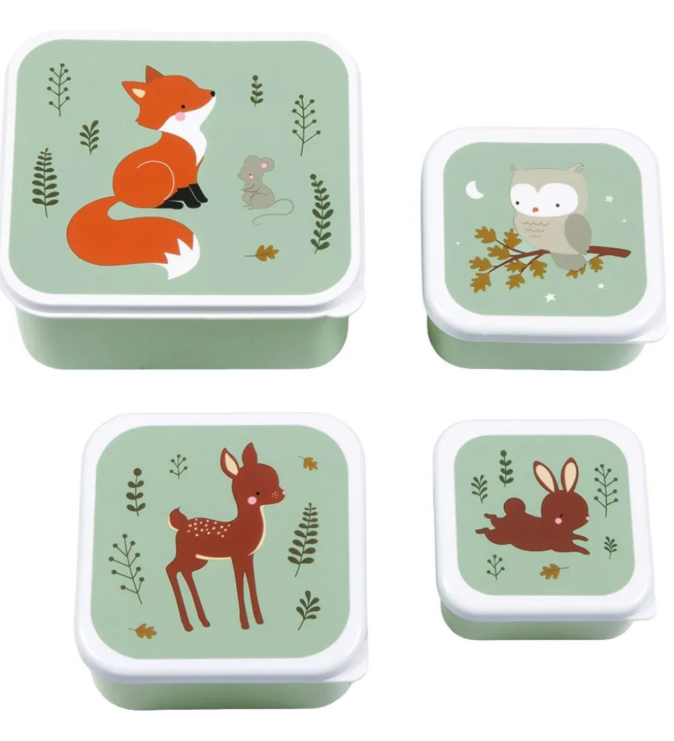 A Little Lovely Company Madkassesæt - 4 stk - Forest Friends Sag