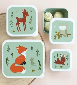 A Little Lovely Company Madkassesæt - 4 stk - Forest Friends Sag