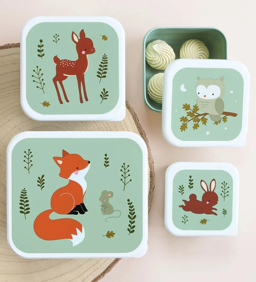 A Little Lovely Company Madkassesæt - 4 stk - Forest Friends Sag