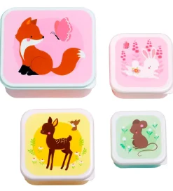 A Little Lovely Company Madkasse-sæt - 4 stk - Forest Friends
