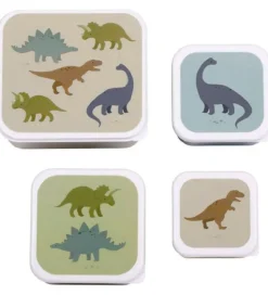 A Little Lovely Company Madkassesæt - 4 stk - Dinosaurs