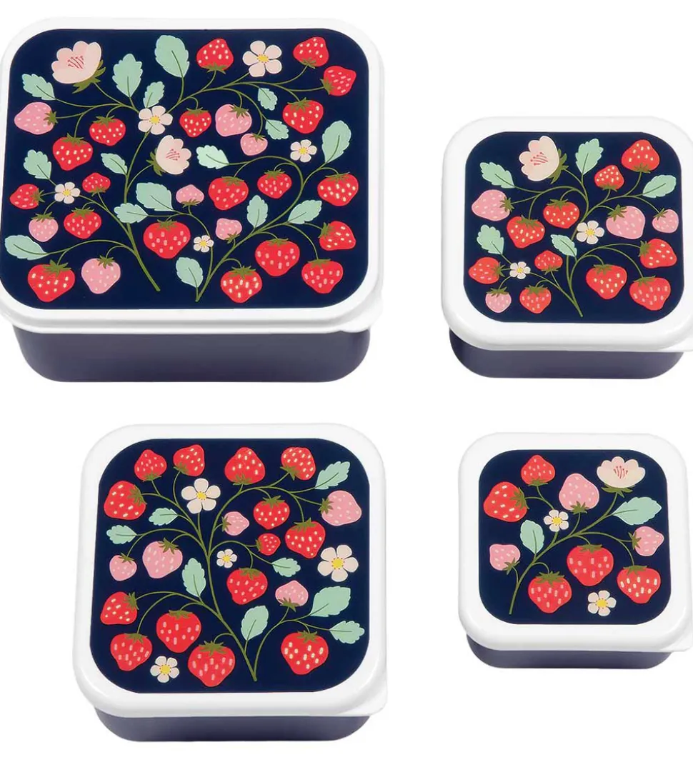 A Little Lovely Company Madkassesæt - 4 stk - Strawberries