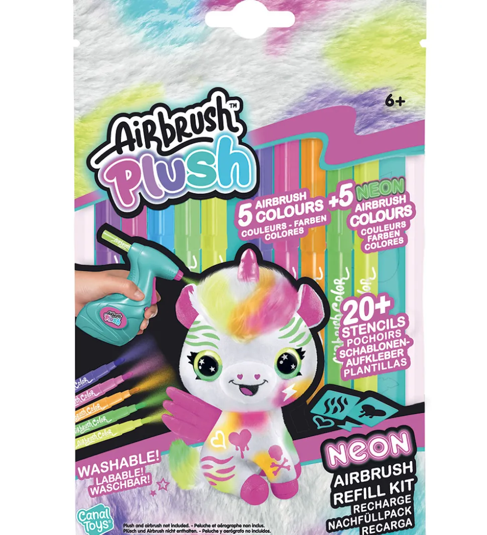 Airbrush Plush Farvesæt - Refill Neon Kit - 10 stk.