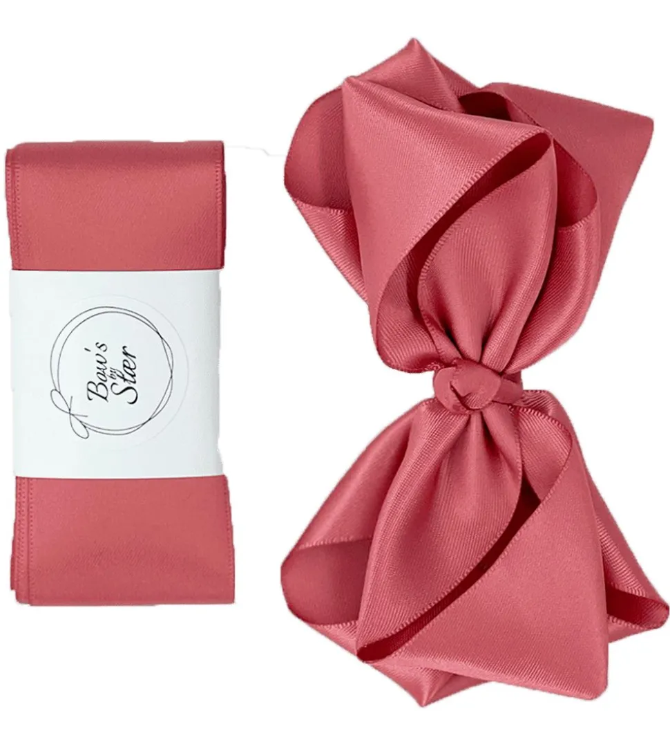 By Stær Dåbsbånd m. Sløjfe - Satin - Dusty Berry