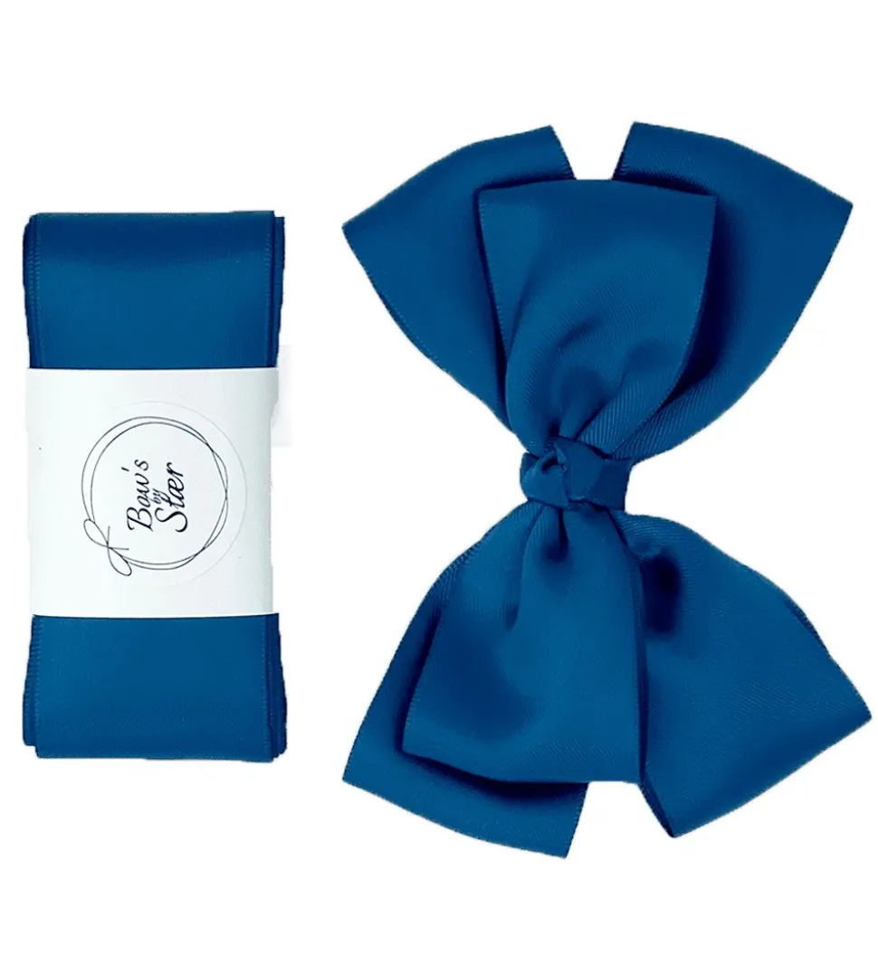 By Stær Dåbsbånd m. Sløjfe - Satin - Double Bow - Navy