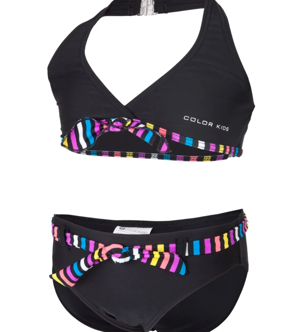Color Kids Bikini - Sort m. Striber