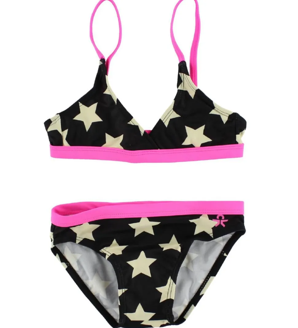 Color Kids Bikini - Sort/Pink m. Stjerner