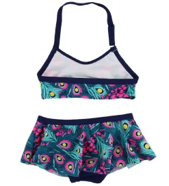 Color Kids Bikini - Tracy - Navy/Pink m. Påfuglefjer