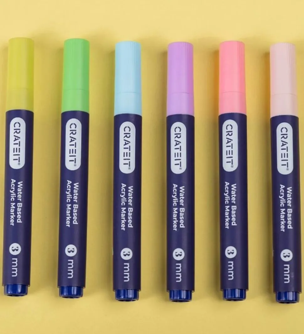 Crateit Tuscher - 3 mm - 6 stk. - Pastels