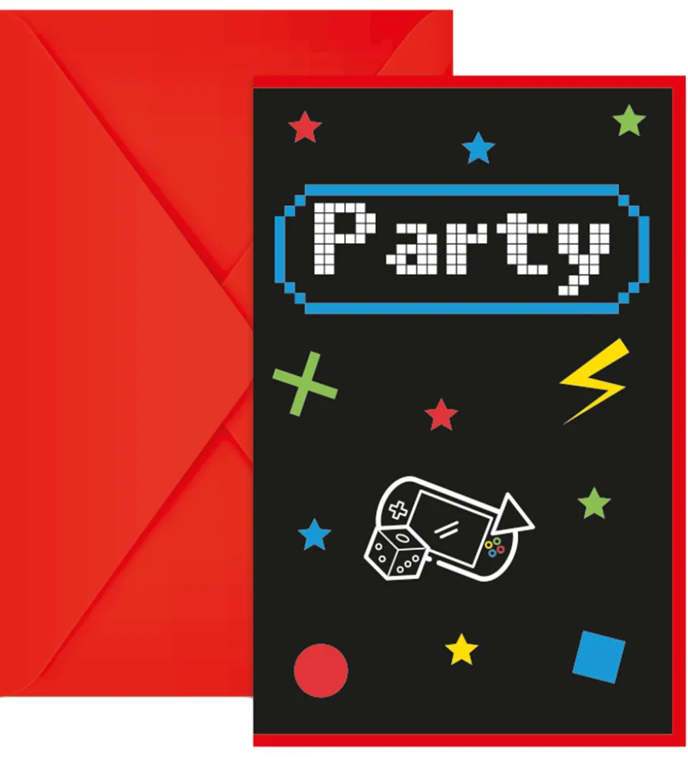Decorata Party Invitationer - 6-pak - Gaming Party