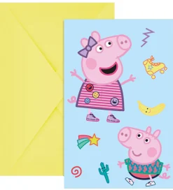 Decorata Party Invitationer - 6-pak - Peppa Pig Messy Play