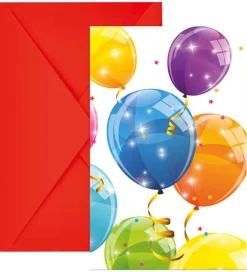 Decorata Party Invitationer - 6-pak - Sparkling Balloons
