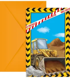 Decorata Party Invitationer - 6-pak - Construction