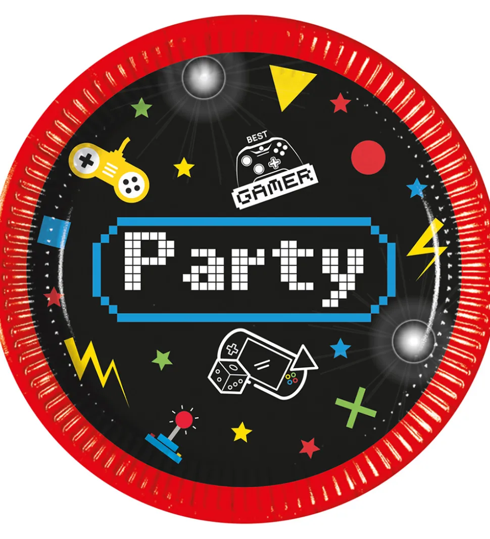 Decorata Party Paptallerkner - 8-pak - 23 cm - Gaming Party