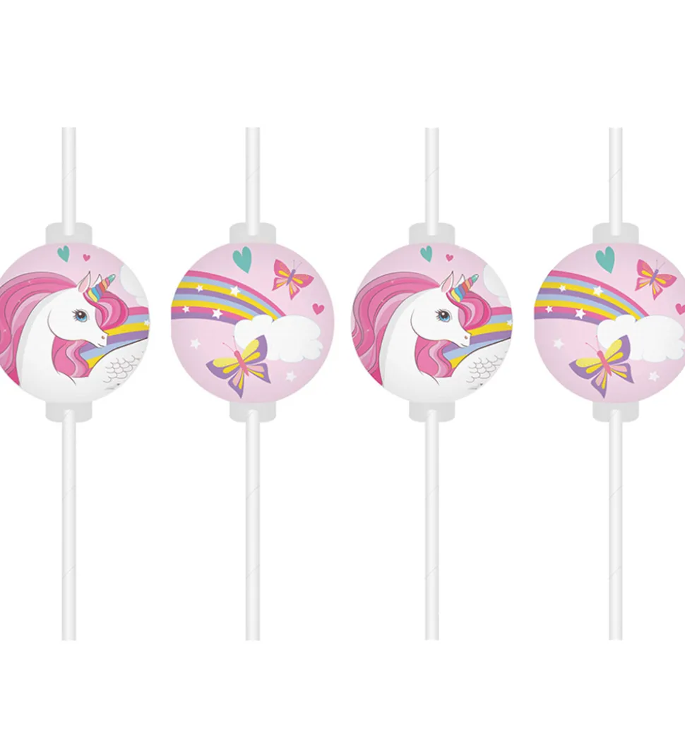 Decorata Party Sugerør - 4-pak - Unicorn Rainbow Colors