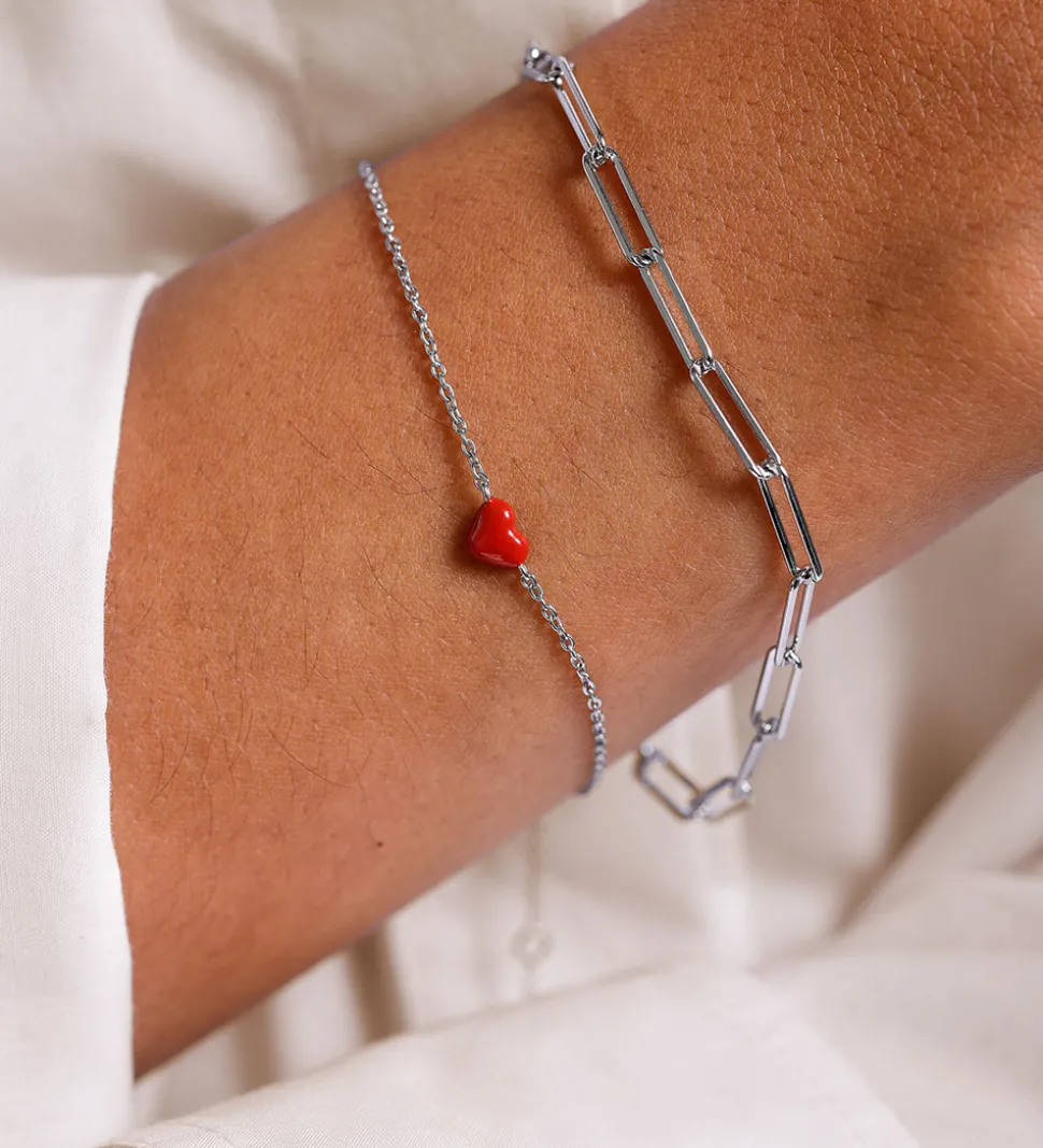 Design Letters Armbånd - Chunky Square - Large - Sølv