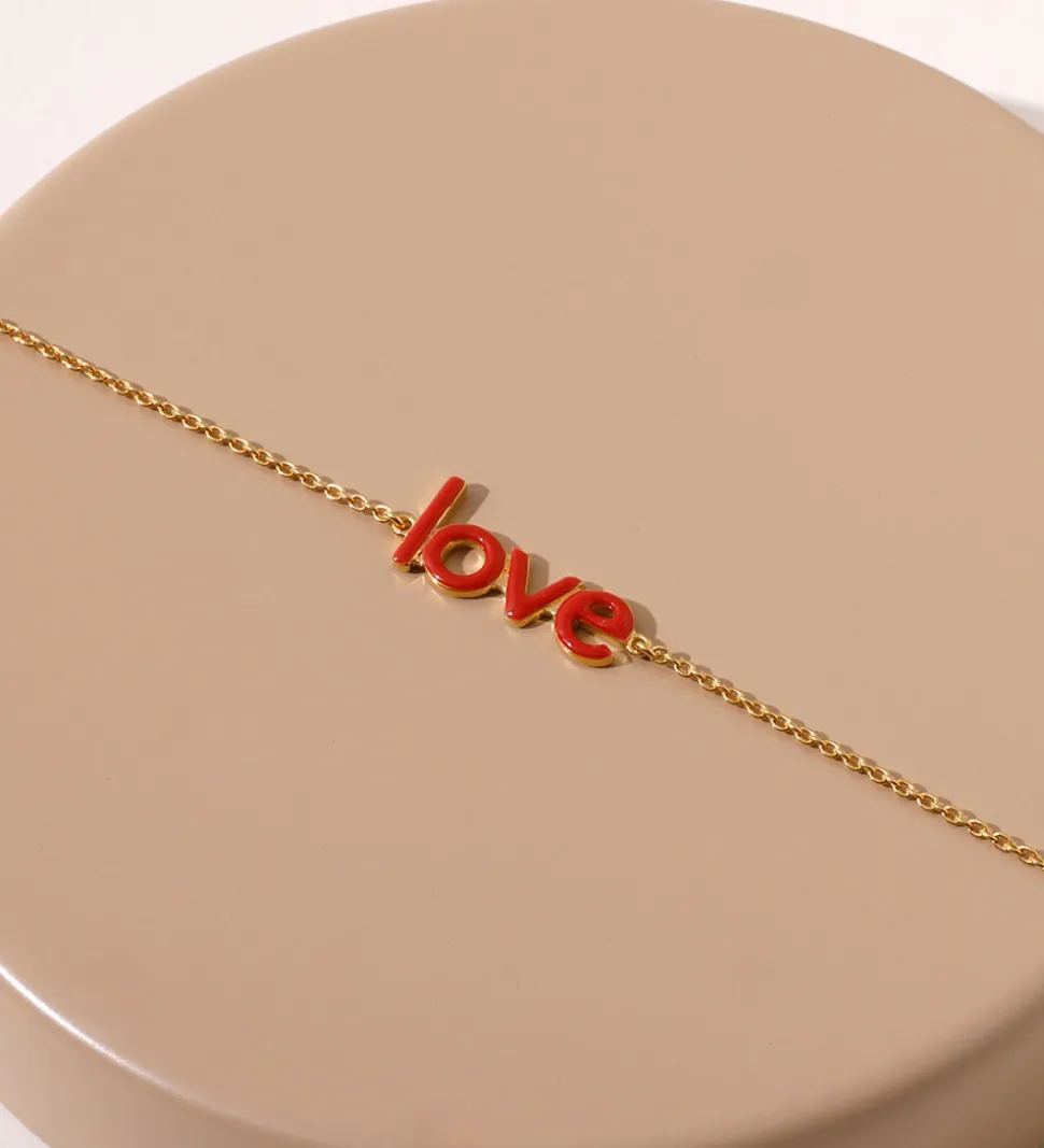 Design Letters Armbånd - Keywords Chain - 18k Guldbelagt - Coral