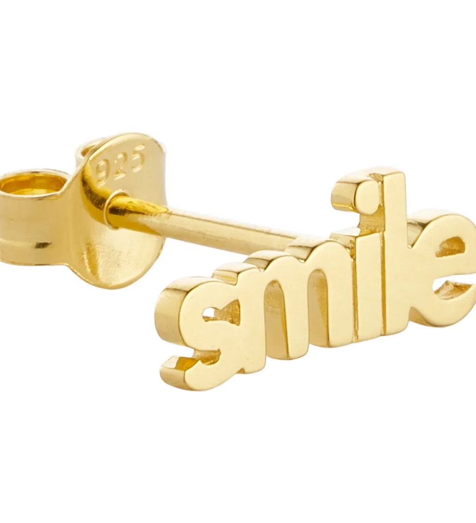 Design Letters Ørering - 1 stk. - SMILE - 18K Guldbelagt