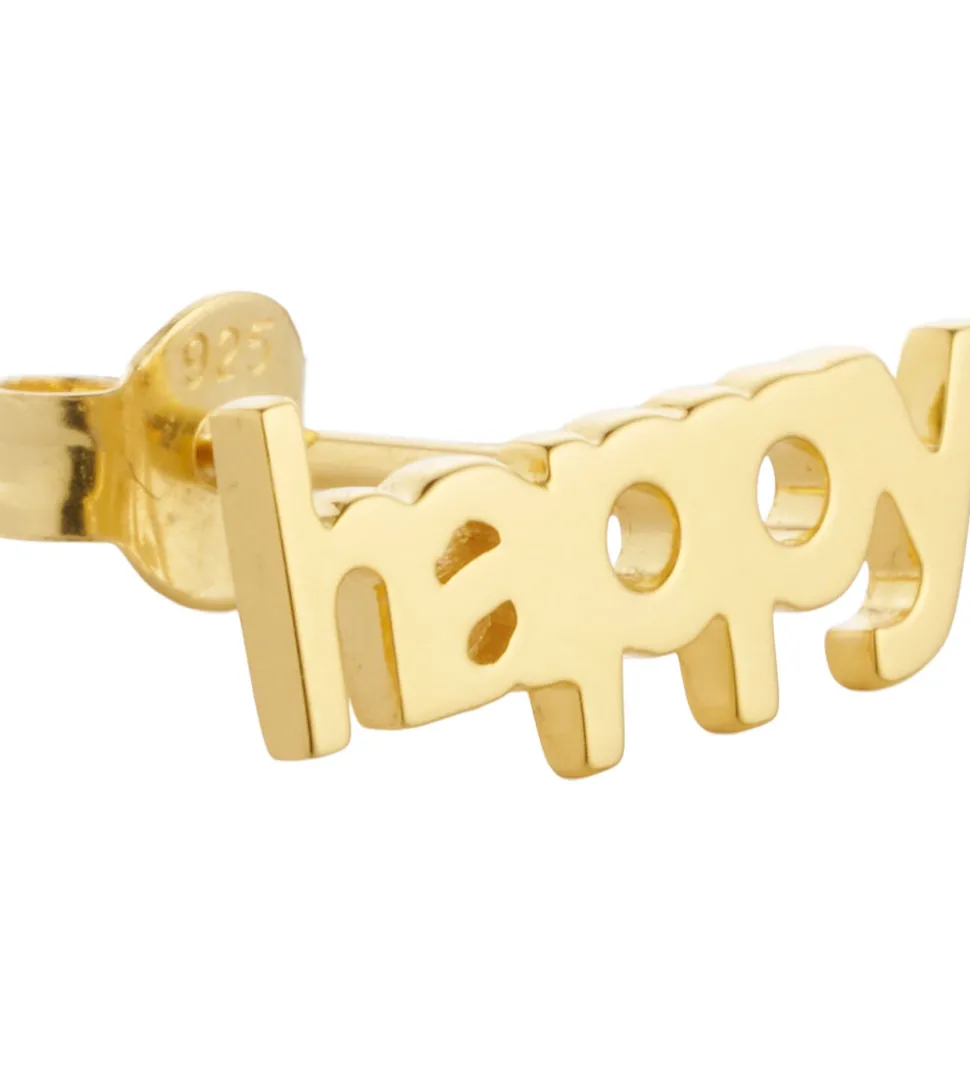 Design Letters Ørering - 1 stk. - HAPPY - 18K Guldbelagt