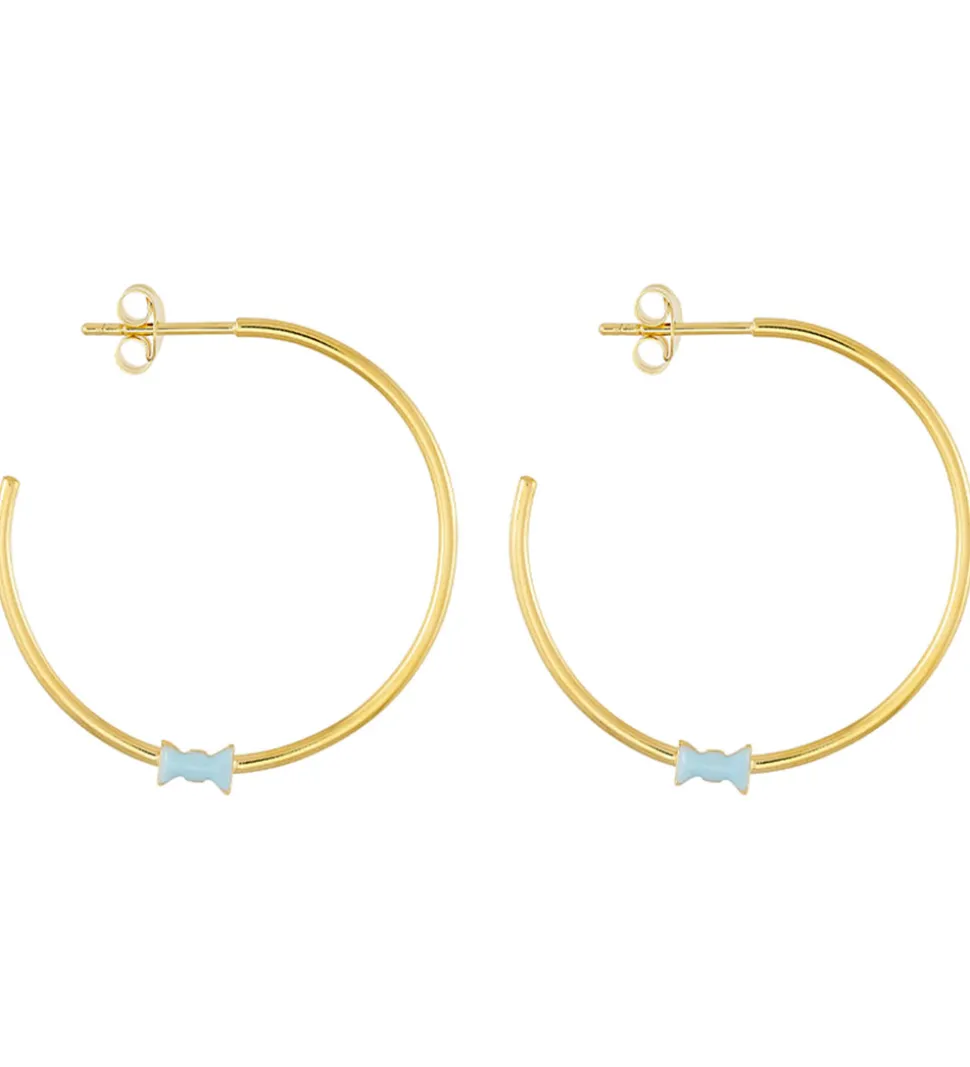 Design Letters Øreringe - Bow Tie - Guld/Lyseblå