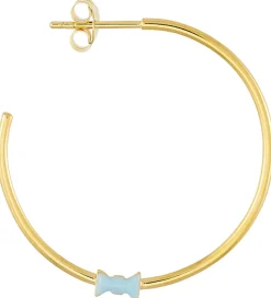 Design Letters Øreringe - Bow Tie - Guld/Lyseblå