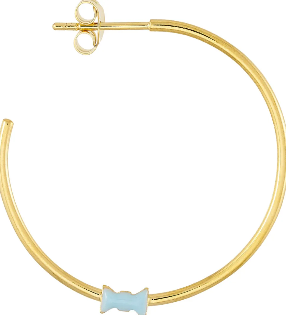 Design Letters Øreringe - Bow Tie - Guld/Lyseblå