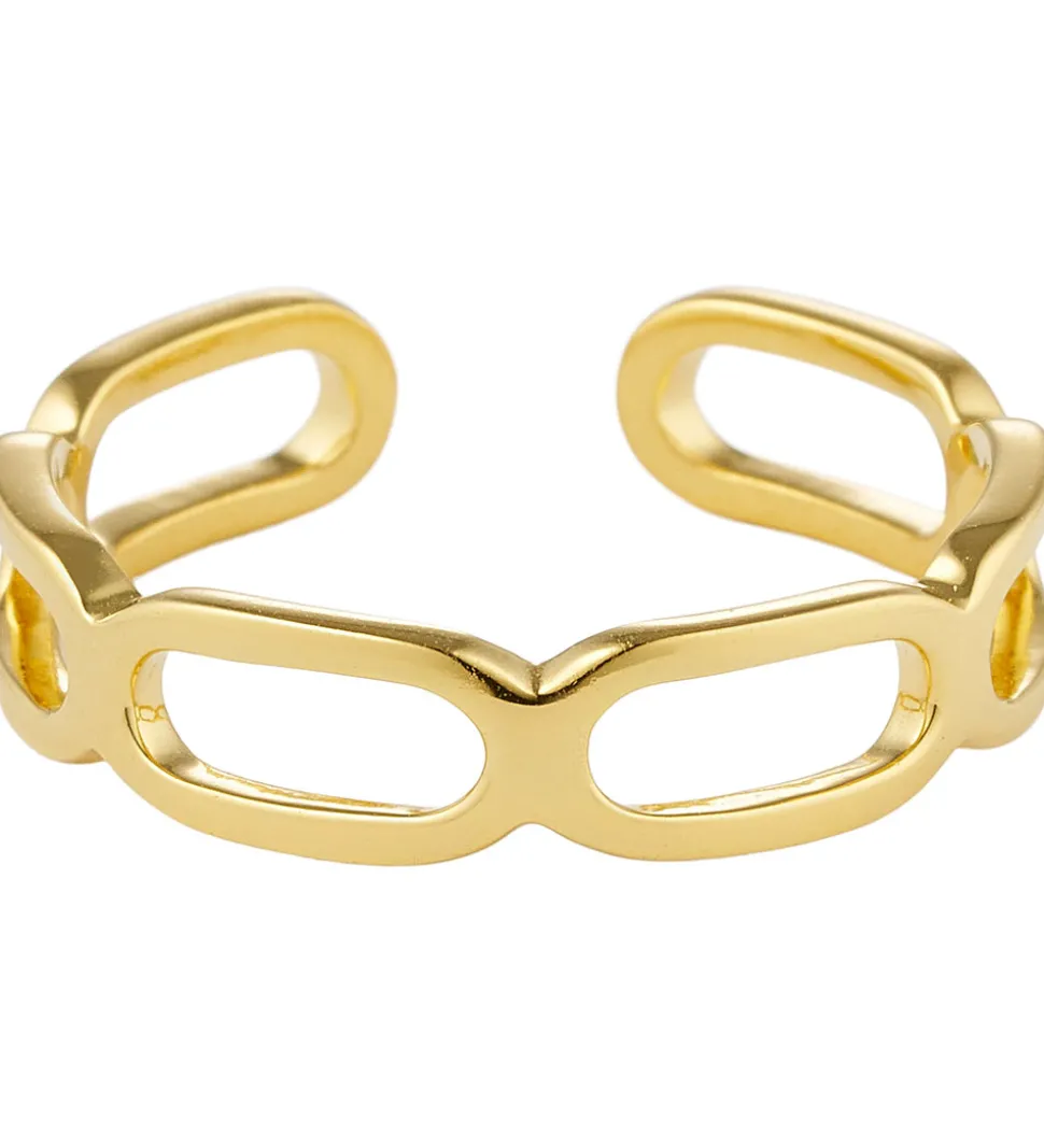 Design Letters Ring - Square Link - Guld