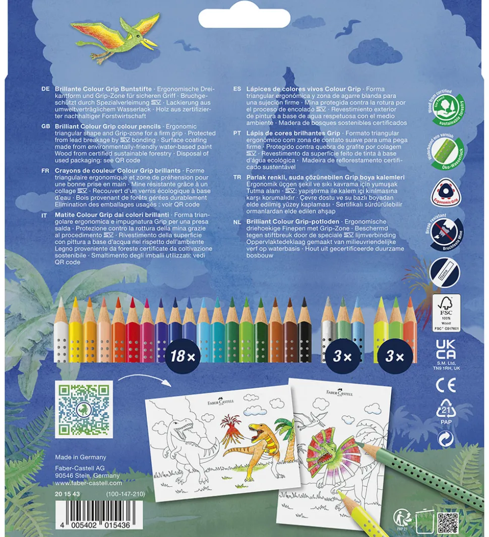 Faber-Castell Farveblyanter - 24 stk. - Grip Dino