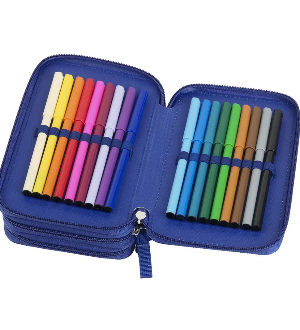 Faber-Castell Penalhus m. Indhold - Dinosaur - Blå