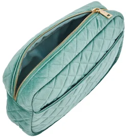 Fan Palm Toilettaske - Large - Quiltet Velour - Mint Green