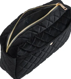 Fan Palm Toilettaske - Large - Quiltet Velour - Black Velvet