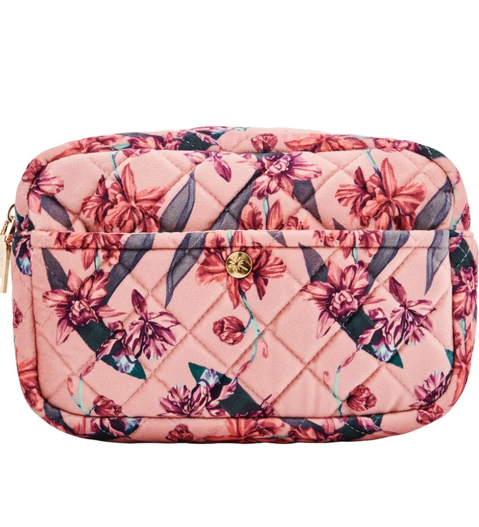 Fan Palm Toilettaske - Medium - Quiltet Velour - Flawless Rose