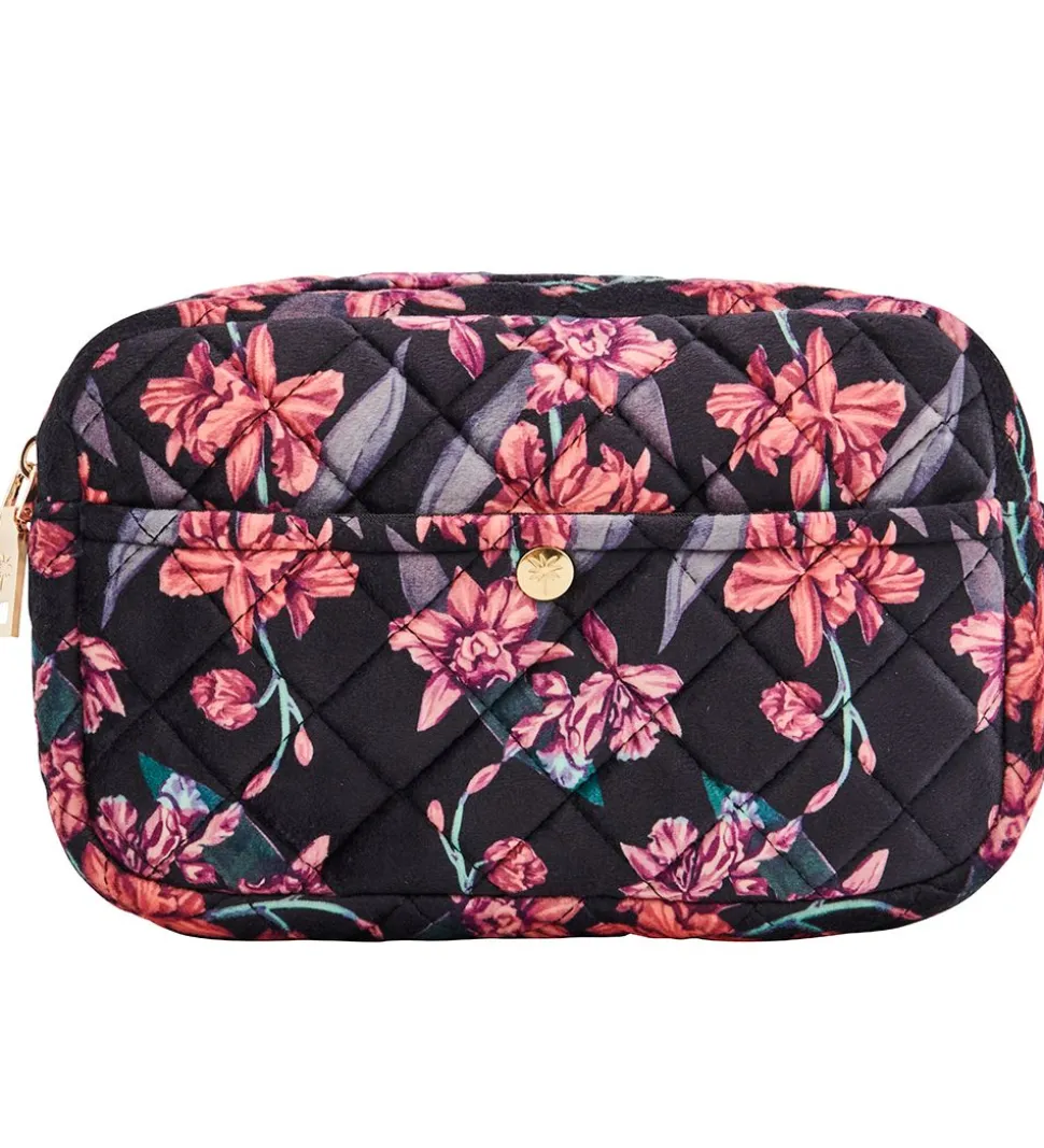 Fan Palm Toilettaske - Medium - Quiltet Velour - Flawless Black