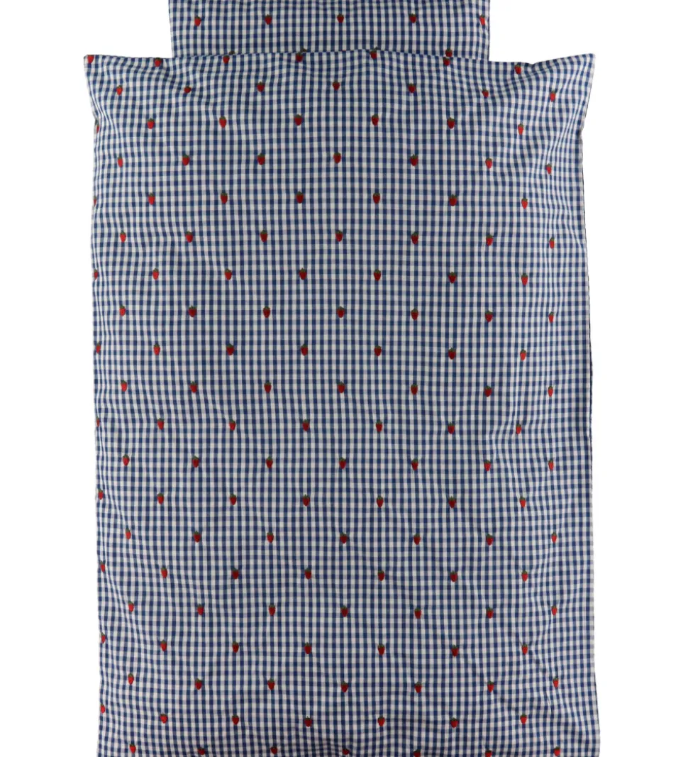 Flöss Sengetøj - Baby - Nolly - Berry blue check