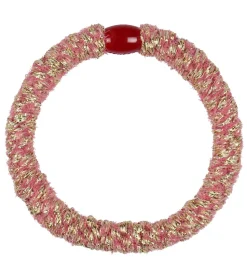 Kknekki Hårelastik - Mørk Pink/Guld Velour m. Glimmer