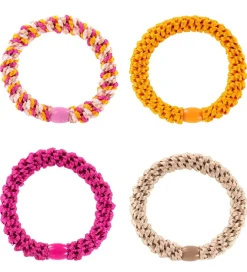 Kknekki Hårelastikker - 4-pak - Orange/Pink/Beige