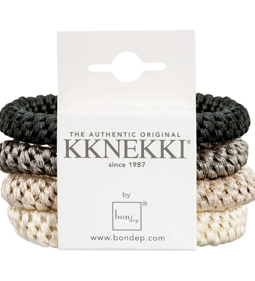 Kknekki Hårelastikker - 4-pak - Sort/Brun/Beige/Creme