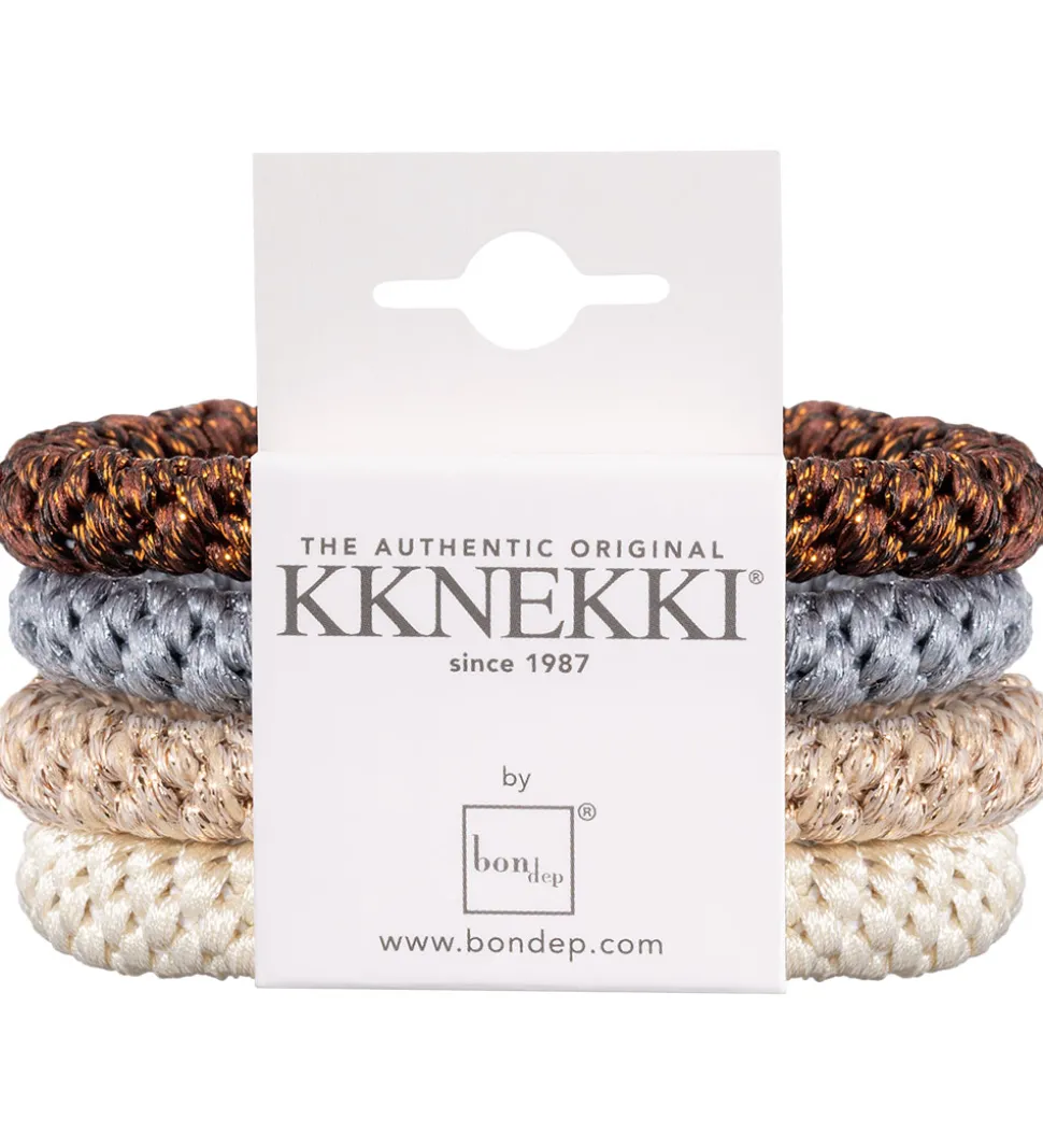 Kknekki Hårelastikker - 4-pak - Beige/Blå/Brun/Glimmer