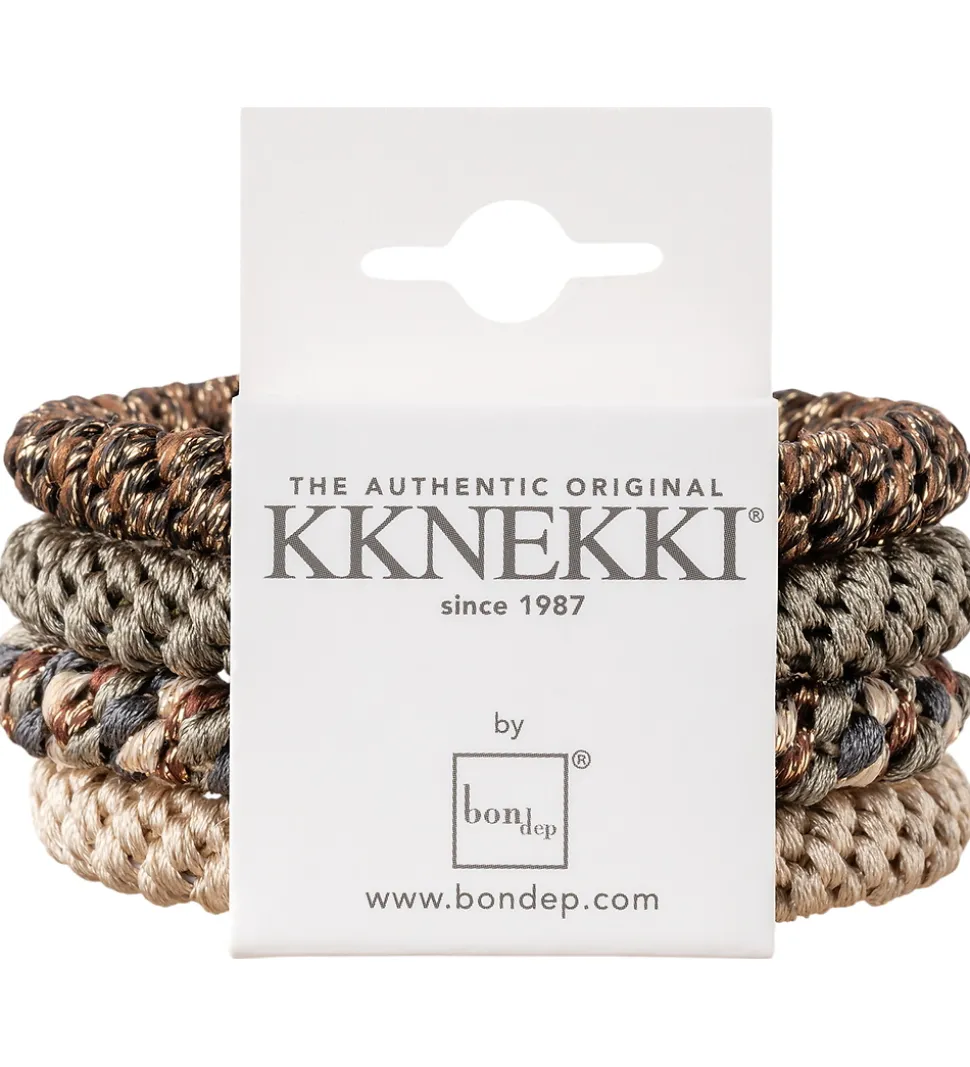 Kknekki Hårelastikker - 4-pak - Brun/Beige