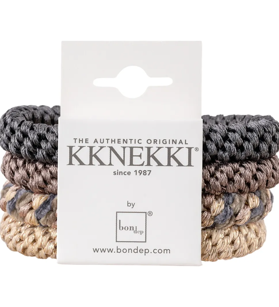 Kknekki Hårelastikker - 4-pak - Beige/Brown/Black
