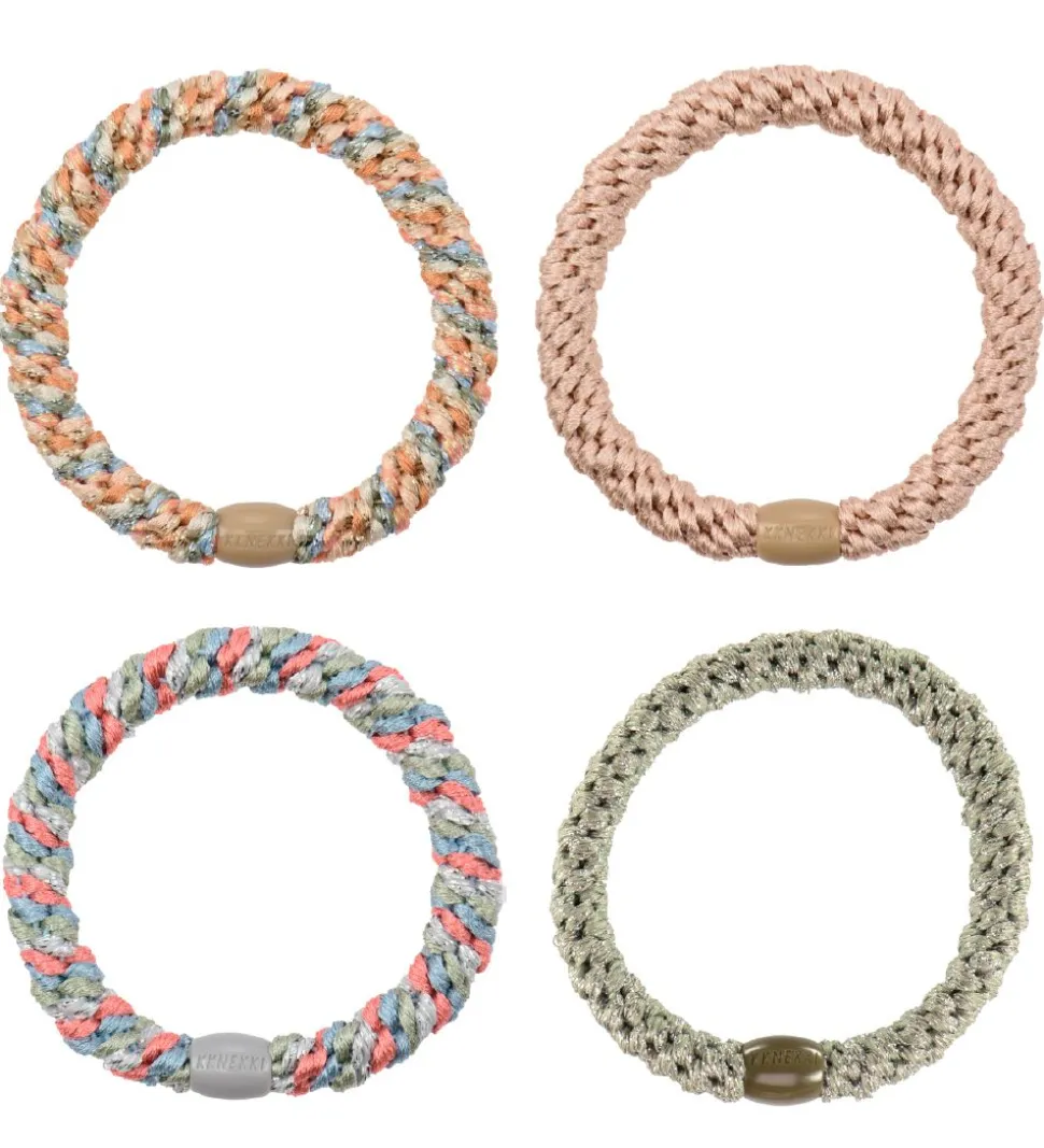 Kknekki Hårelastikker - 4-pak - Grøn/Multi/Glimmer/Beige