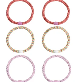 Kknekki Hårelastikker - 6-Pak - Slim - Pastel Glimmer/Lys Rosa G