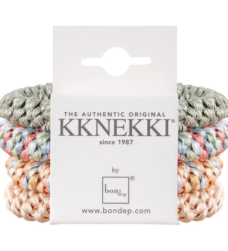 Kknekki Hårelastikker - 4-pak - Beige/Grøn/Pink