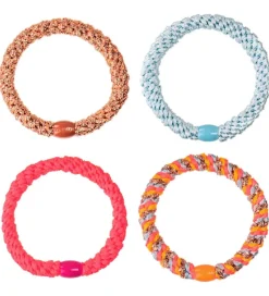 Kknekki Hårelastikker - 4-pak - Pink/Blå/Bronze Glimmer