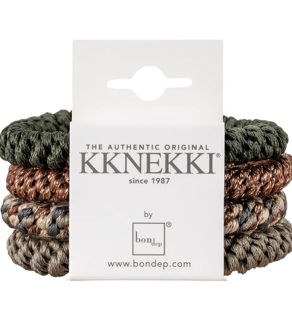 Kknekki Hårelastikker - 4-pak - Green/Brown