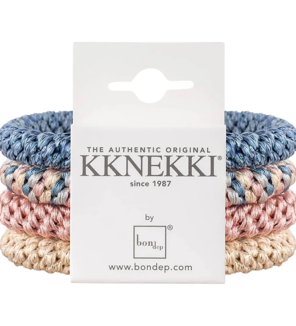 Kknekki Hårelastikker - 4-pak - Blå/Rosa/Guld