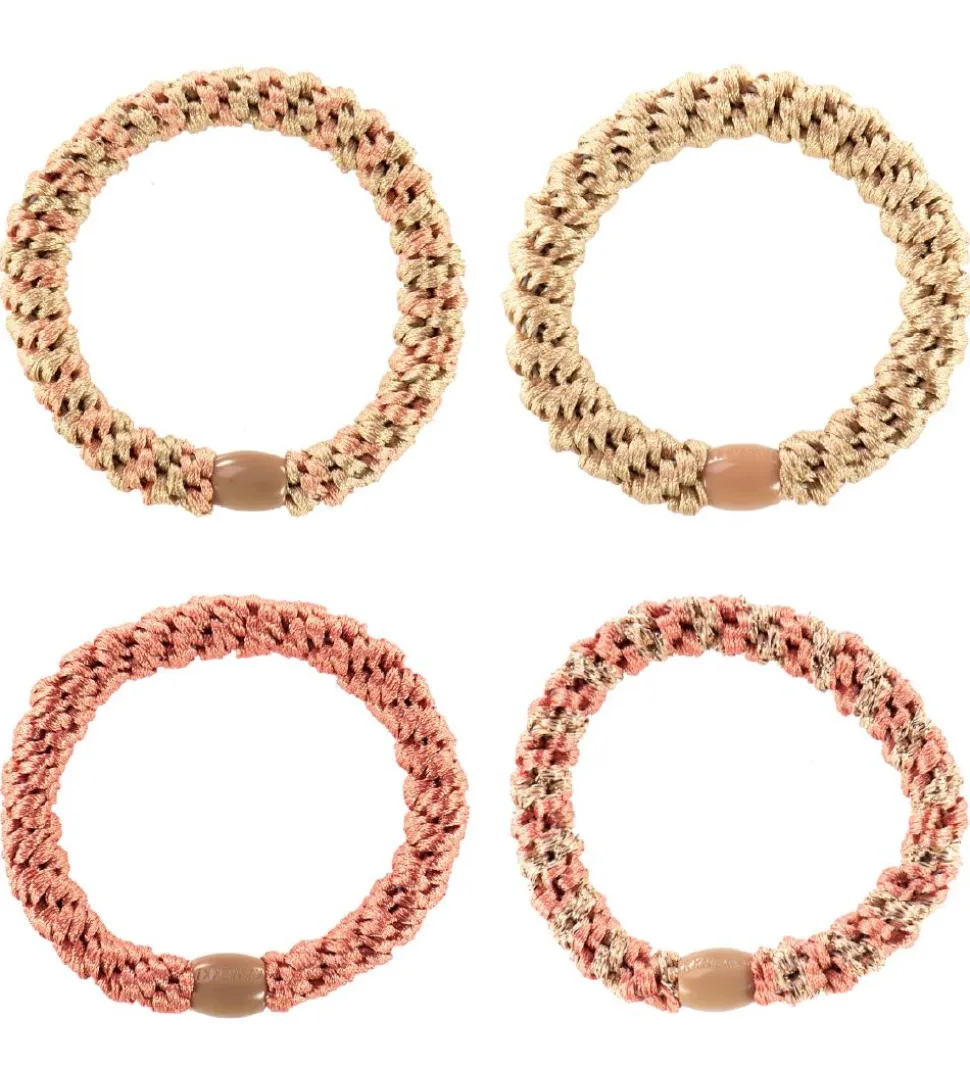 Kknekki Hårelastikker - 4-pak - Beige/Rosa