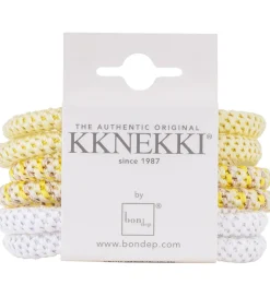 Kknekki Hårelastikker - Slim - 6-pak - Gul/Hvid