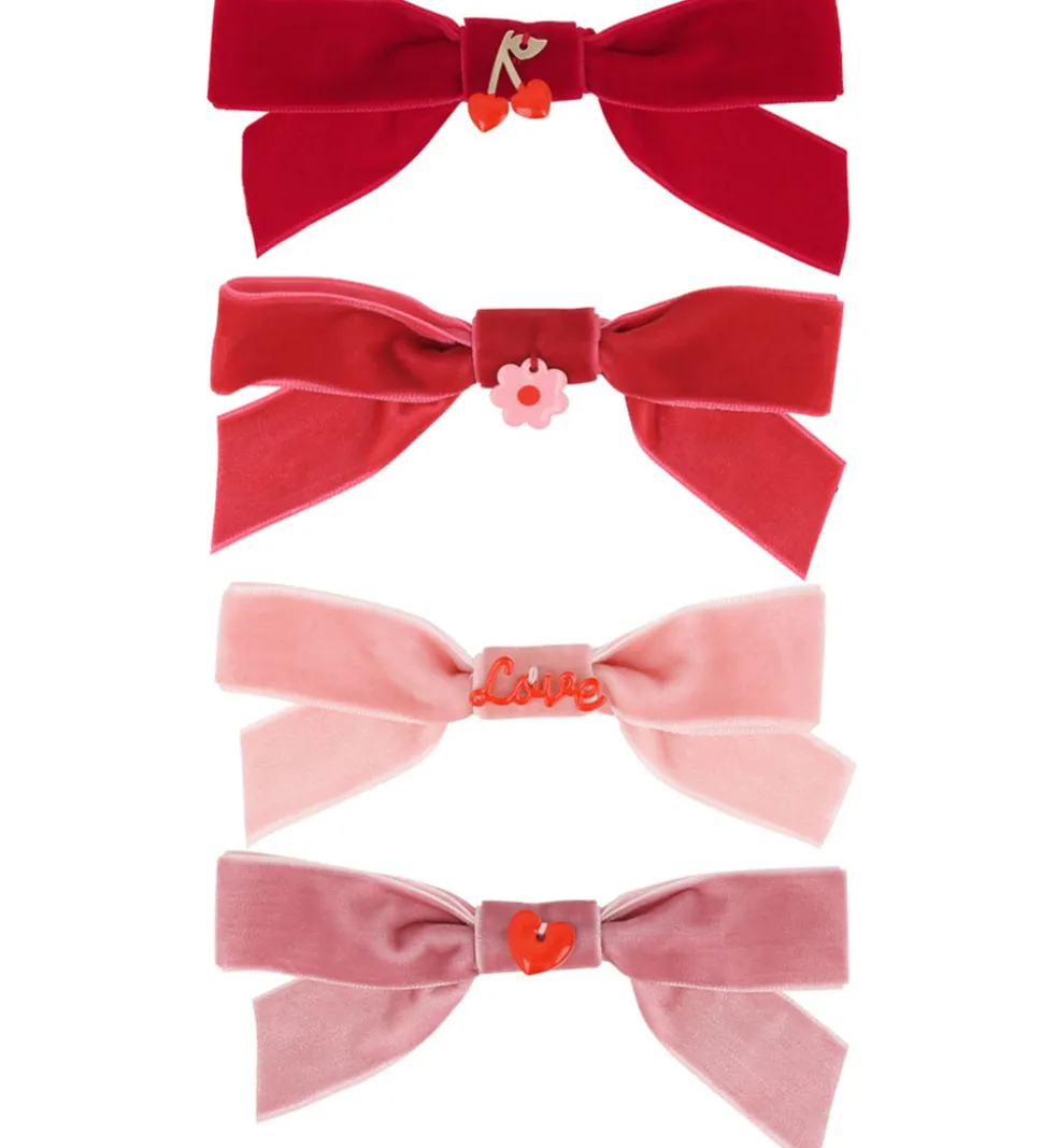 Meri Meri Hårspænder - 4-pak - Velour - Sløjfer - 11,5 cm - Clip